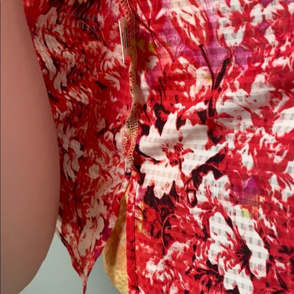 NYCollection Orange Pink Floral Button Down Blouse - Picture 9 of 10